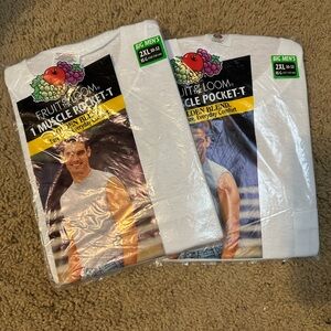 Lot Of 2-Fruit Of The Loom Muscle Pocket TShirt Vintage 2001 Mens 2XL Sleeveless